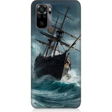Teknomeg Xiaomi Redmi Note 10 Uyumlu Fırtınada Eski Gemi  Desenli Silikon Kılıf