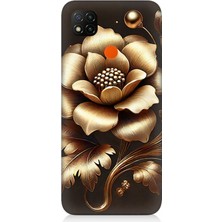 Teknomeg Xiaomi Redmi 9c Uyumlu Altın Işıklı Zarif Çiçek  Desenli Silikon Kılıf