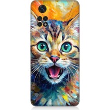 Teknomeg Xiaomi Redmi Note 11 Uyumlu Parlayan Gözlü Neşeli Kedi  Desenli Silikon Kılıf