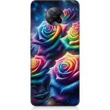 Teknomeg Xiaomi Poco F2 Pro Uyumlu Gökkuşağı Güllerin Patlaması  Desenli Silikon Kılıf