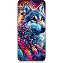 Teknomeg Xiaomi Redmi Note 10 5g Uyumlu Renkli Tüylerde Kurt Ruhu  Desenli Silikon Kılıf