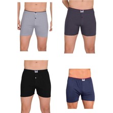 12'li (12 Adet) Lacivert-Siyah-Füme- Açık Gri Renkler %100 Pamuk Penye Erkek Boxer