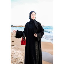 Harika Wear Dantelli Siyah Kemerli Elbise (Ferace Hariç)