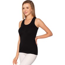 Kadın Ribana Geniş Askılı Düz Biye Atlet-Bedenno:5 Siyah 4 Adet