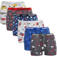 Qulat Dondeza 5'li Paket Erkek Çocuk Boxer 3/4 Paça Tipi Karışık Desenler ile Konfor