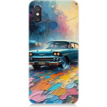 Teknomeg Xiaomi Mi 8 Uyumlu Renkli Yol Üzerinde Araba  Desenli Silikon Kılıf