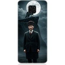 Teknomeg Xiaomi Redmi Note 9 Pro Uyumlu Dolunayda Gölge ve Lider Atatürk  Desenli Silikon Kılıf