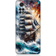 Teknomeg Xiaomi Redmi Note 11 Uyumlu Fırtınada Dalgalı Yelkenli Gemi  Desenli Silikon Kılıf