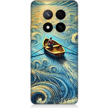 Teknomeg Xiaomi Redmi Note 14 Pro Plus Uyumlu Dalgalar Arasında Kürekçi  Desenli Silikon Kılıf