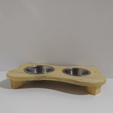 Renkli 2'li Ahşap Kedi Köpek Mama ve Su Kabı Seti