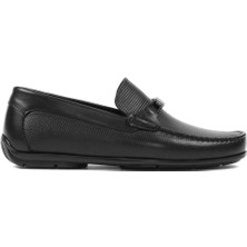 Erkek Siyah Baskılı Deri Loafer