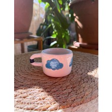 Arche Ceramic El Yapımı Seramik Fincan - Türk Kahvesi / Espresso Bardağı - Bulut Desenli - 90 ml