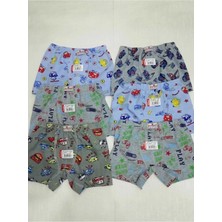 Qulat Araba Desenli 6'lı Paket Erkek Çocuk Boxer Gri Renk 12-13 Yaş İçin Rahat Kullanım