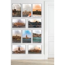 Istanbul 10'lu Retro Vintage 18X27 Mdf Ahşap Poster Tablo