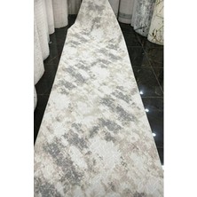Nesrin Jel Kaymaz Taban Kesme Halı Yolluk Kahve Beyaz Makinede Yıkanabilir