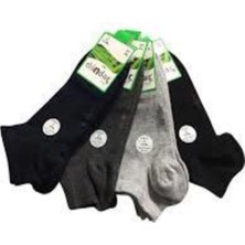 6'lı  Bambu Dikişsiz Koku Yapmayan Patik Çorap- Siyah - 40-44