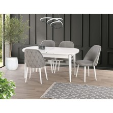 Yuvaset Home Uyar Beyaz 4 Adet Elit Sandalye 90*160+30 Kelebek Açılır Masa Takımı