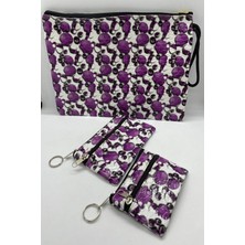 Mor Renkli Şık Makyaj Çantası Seti, Pratik ve Kullanışlı Tasarım