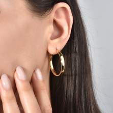 14 Ayar Altın Kaplama Içi Boş Zarif Halka Küpe - E00294