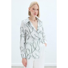 Desenli Klasik Gömlek - Haki