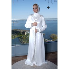 Harika Wear Yazlık Beyaz Şifon Abaya – (Sadece Abaya-Içi Gösteriyor)