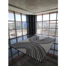 Modern Zarif Dokuma Kilim  Siyah Beyaz 240*305