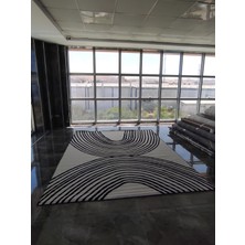 Modern Zarif Dokuma Kilim  Siyah Beyaz 240*305