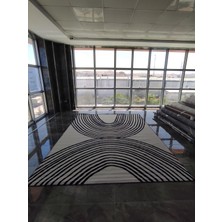 Modern Zarif Dokuma Kilim  Siyah Beyaz 240*305