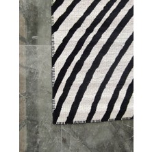 Modern Zarif Dokuma Kilim  Siyah Beyaz 240*305