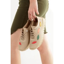 Aryan Krem Ten Rengi Hakiki Deri Yazlık Delikli Babet Anatomiye Uygun Spor Ayakkabı