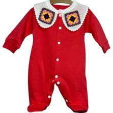 Kız Bebek Kare Örgü Yaka Detaylı Tulum