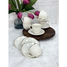6 Kişilik Porselen Çay ve Nescafe Fincanı