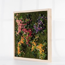 45X45 cm Renkli Doğal Yosun Tablosu | El Yapımı Liken Moss Duvar Dekoru | Bakım Gerektirmez – Ahşap Çerçeveli