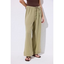 Müslin Bağlamalı Pantolon Adaçayı