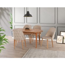 Yuvaset Home Uyar Antik Çam 4 Adet Elit Sandalye 90*160+30 Kelebek Açılabilir Masa Takımı