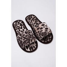 Ender Home Leopar Desen Havlu Terlik Kaymaz İnce Taban