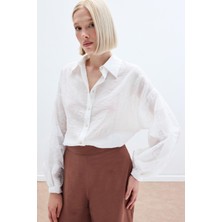 Nakış Detaylı Kraşlı Gömlek - Ekru