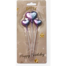 Lila  3'lü Kalp Mum