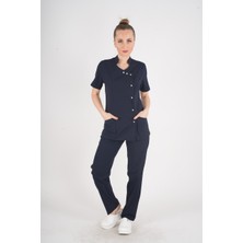 Aylu Model Soft Likra Lacivert Doktor Hemşire Hastane Scrubs Üniforma Takımı