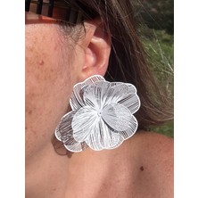 Telkari Beyaz Çiçek Küpe