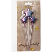 Lila  3'lü Yıldız Mum