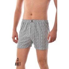 Erkek Gri 3 Adet Seher Pamuklu Desenli Asorti Boxer