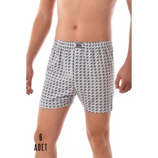 Erkek Gri 6 Adet Seher Pamuklu Desenli Asorti Boxer