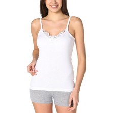 Kadın Ip Askılı Hazıryaka Atlet -Beden No:4 Beyaz -6 Adet