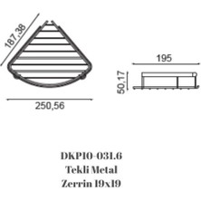 Tekli Metal Zerrin Köşelik 19X19
