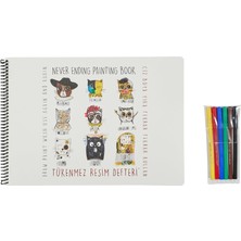 Çocuk Funny Mat Tükenmez Resim Defteri 1 Ressam Kediler 25X35CM & 6'lı Keçeli Kalem