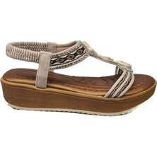 Ventes Dolgu Topuk Rahat Günlük Kadın Taşlı Sandalet 1332006-Z