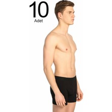 Qulat Erkek Likralı Boxer 10'lu Paket ELF568T0114CCM10 Siyah Desenli Rahat Kullanım