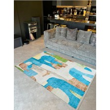 Barcelona Koleksiyonu Çok Renkli Soyut Desenli Kreatif Modern Dekoratif Halı 54