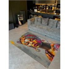 Buse Koleksiyonu Çok Renkli Etnik Desenli Küpe Detaylı Kadın Dokuma Taban  Dekoratif Halı BUSE06